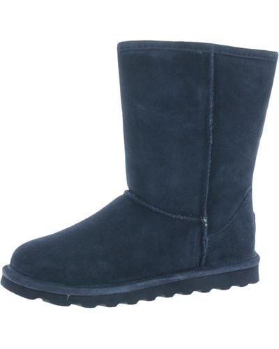 BEARPAW Elle Short Suede Water Resistant Shearling Boots - Blue