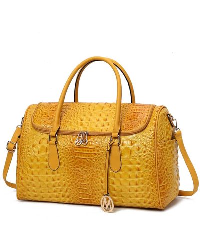 MKF Collection by Mia K Rina Crocodile Embossed Vegan Leather Duffle Bag By Mia K - Yellow