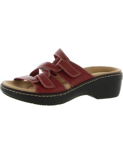 Clarks Merliah Karli Leather Slip On Strappy Sandals - Brown