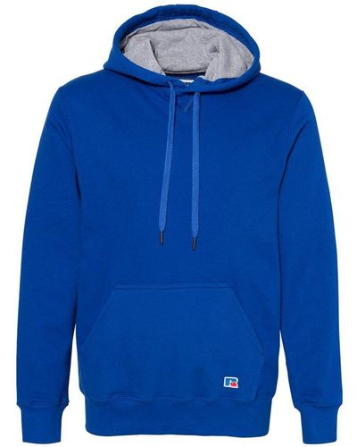 Russell Cotton Rich Fleece Hooded Sweatshirt - Blue