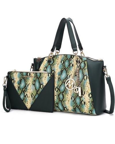 MKF Collection by Mia K Addison Snake Embossed Vegan Leather 's Tote Bag - Green