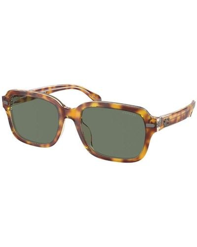 COACH 56mm Dark Tortoise Canary Sunglasses - Green