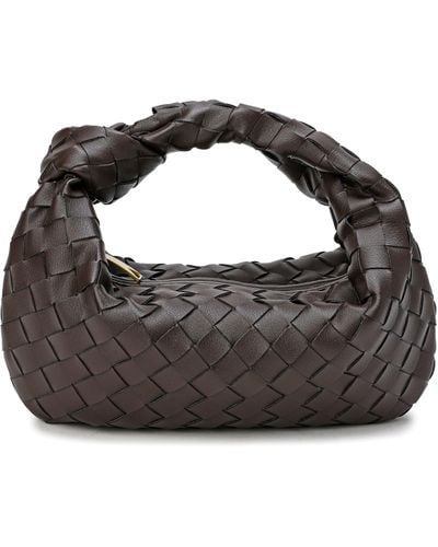 Tiffany & Fred Woven Sheepskin Knot Pouch Bag - Black