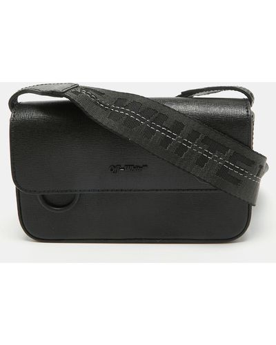 Off-White c/o Virgil Abloh Leather Mini Flap Crossbody Bag - Black