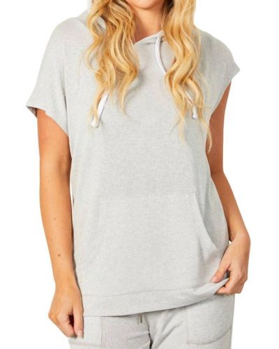 French Kyss Sleeveless Hoodie With Pocket - Gray