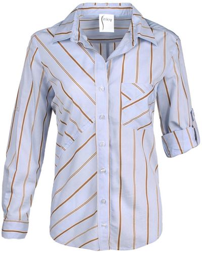 Finley Tiegan Shirt In Blue/tan/white
