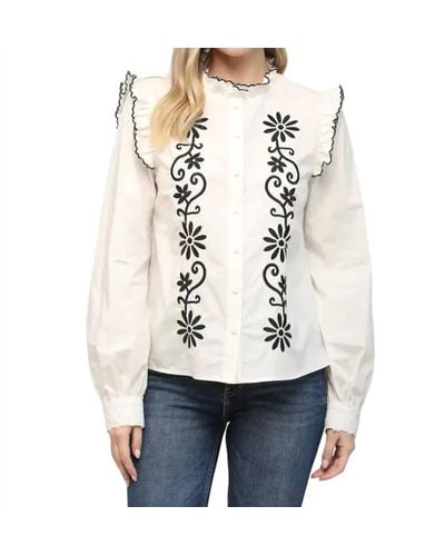 Fate Chehalis Embroidered Blouse - Natural