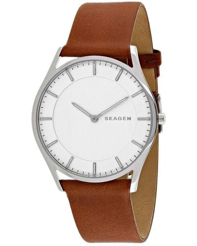 Skagen Holst White Dial Watch - Brown