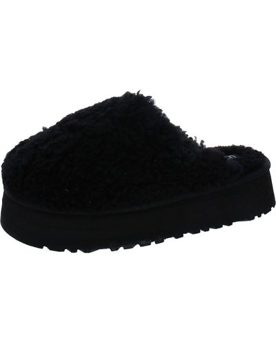 UGG Max Curly Wool Slip On Mules - Black