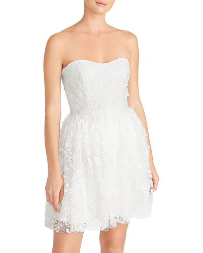 ML Monique Lhuillier Embroidered Short Mini Dress - White