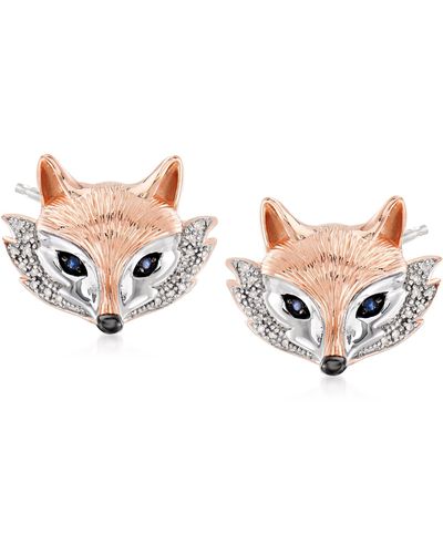 Ross-Simons Sapphire And . Diamond Fox Earrings - Pink
