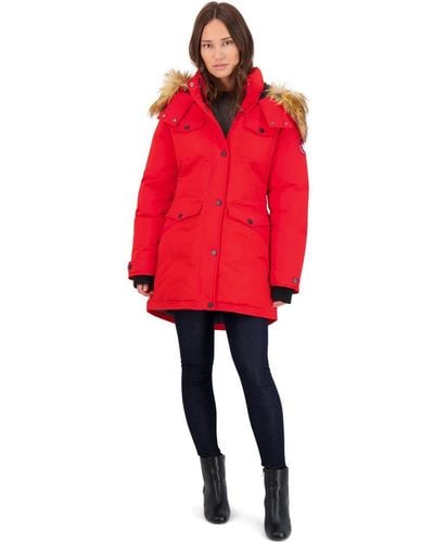 canada weather gear Faux Fur Heavyweight Parka Coat - Red