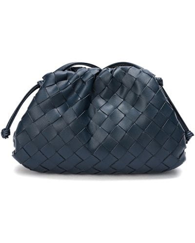 Tiffany & Fred Full Grain Woven Leather Pouch/ Shoulder/ Clutch Bag - Blue