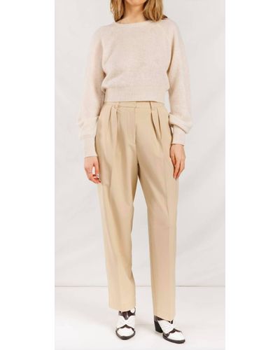 Crush Gauzy Knit Cropped Cashmere Sweater - Natural