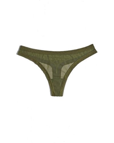 Blush Lingerie Mesh Lace Trim Thong Panty - Green