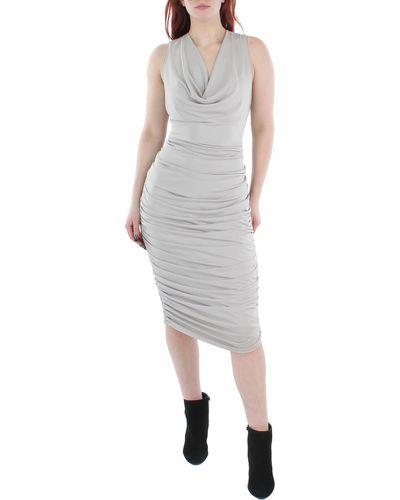 AX Paris Ruched Cowl Neck Cocktail And Party Dress - Gray