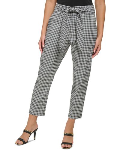 DKNY Mid Rise Tie Front Paperbag Pants - Blue