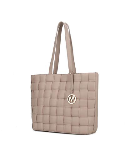 MKF Collection by Mia K Rowan Woven Vegan Leather 's Tote Bag - Natural