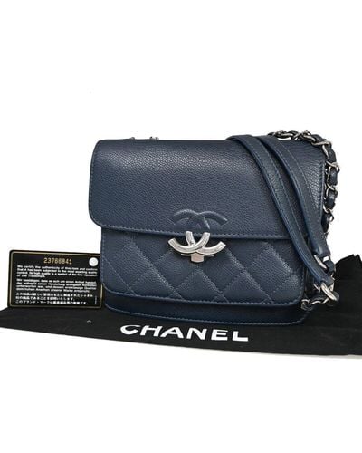 Chanel Cc Patent Leather Shoulder Bag (pre-owned) - Blue