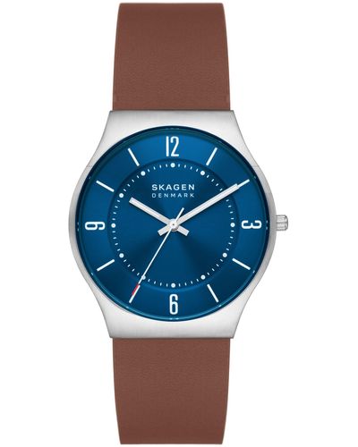 Skagen Grenen Three-hand, Silver-tone At Least 50% Recycled Stainless Steel Watch - Blue