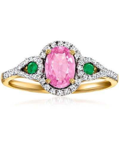 Ross-Simons Sapphire And . Diamond Ring With Emerald Accents - Pink