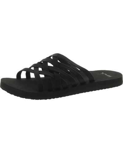 Sanuk Rio Slide Open Toe Slip On Slide Sandals - Black