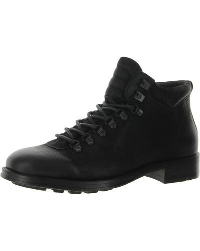 Kenneth Cole Hugh Low Leather Lace Up Hiking Boots - Black