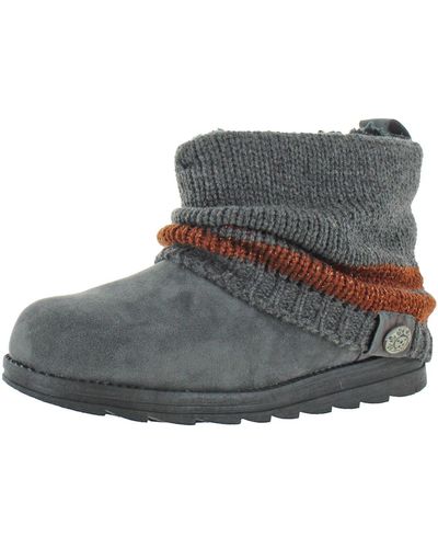 Muk Luks Patti Faux Suede Knit Winter Boots - Black