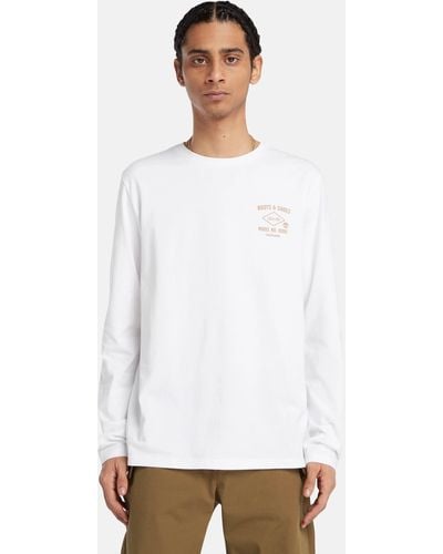 Timberland Long Sleeve Boot Back Graphic T-shirt - White