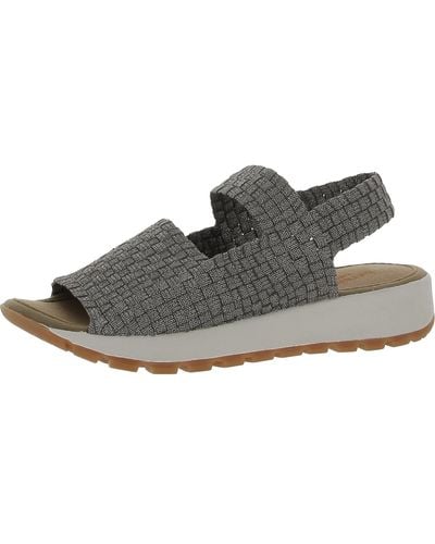 Bernie Mev Metallic Slip On Wedge Sandals - Gray