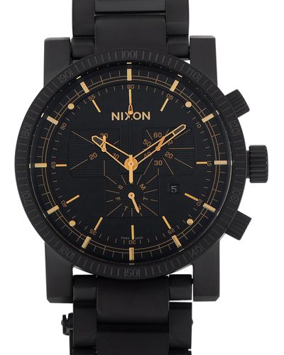 Nixon Magnacon Ss 48 Mm Matte / Gold Titanium Carbide Coated Stainless Steel Watch A154 1041 - Black