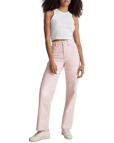 Madewell High Rise Solid Wide Leg Jeans - Pink