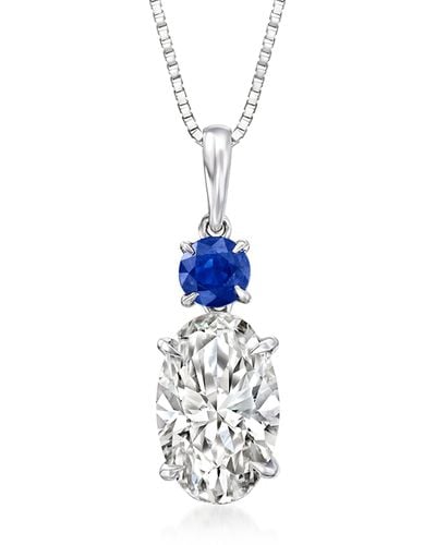 Ross-Simons Lab-grown Diamond Pendant Necklace With . Sapphire - White