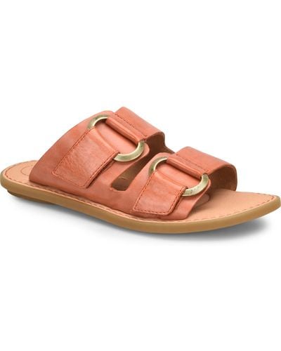 Born Marston Open Toe Leather Slide Sandals - Pink