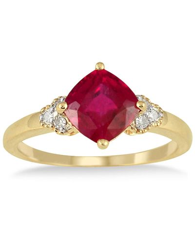 Monary 2.25 Carat Cushion Cut Ruby And Diamond Ring - Red