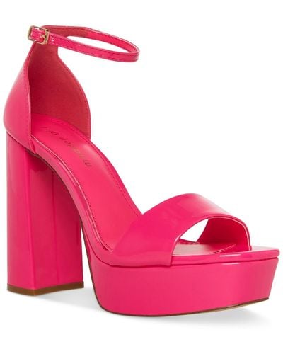 Madden Girl Omega Patent Leather Ankle Strap Heels - Pink