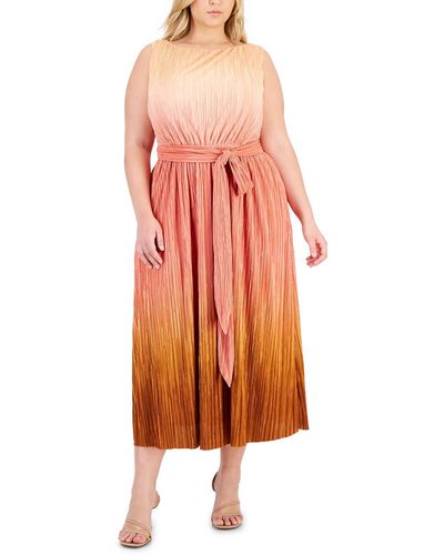 Anne Klein Plus Ombre Polyester Midi Dress - Orange