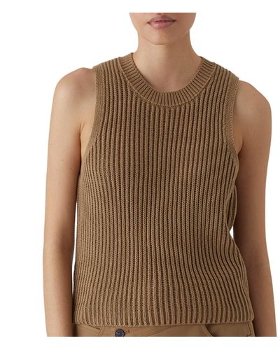Closed Short Sleeved Knit Top - Brown