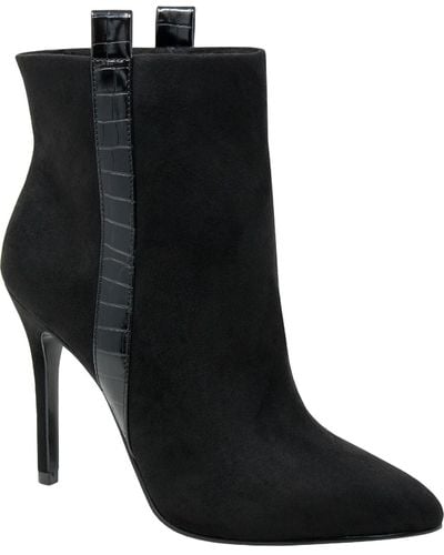 Charles David Defense Faux Suede Pointed Toe Ankle Boots - Black