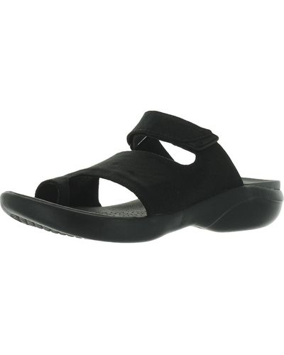 Bzees Carry On Toe Loop Slip On Slide Sandals - Black