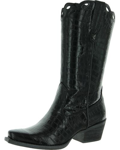 Circus by Sam Edelman Jill Patent Embossed Cowboy, Western Boots - Black