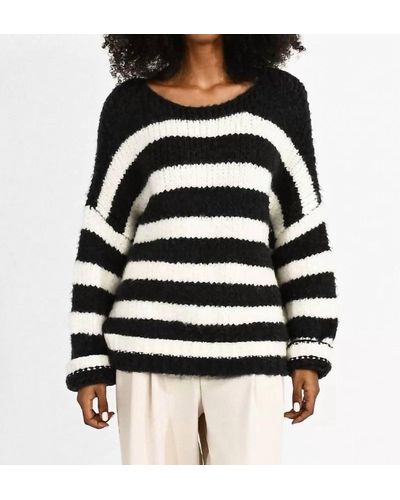 Molly Bracken Timeless Stripe Knit Sweater - Black