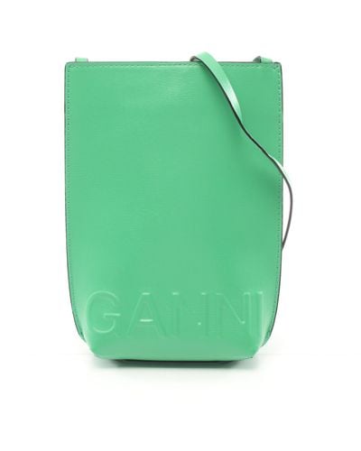 Ganni Banner Small Crossbody Shoulder Bag Leather - Green