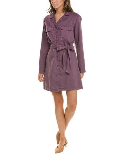 Bella Dahl Belted Linen-blend Utility Mini Dress - Purple