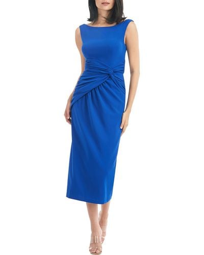 Kay Unger Sabina Sleeveless Calf Midi Dress - Blue