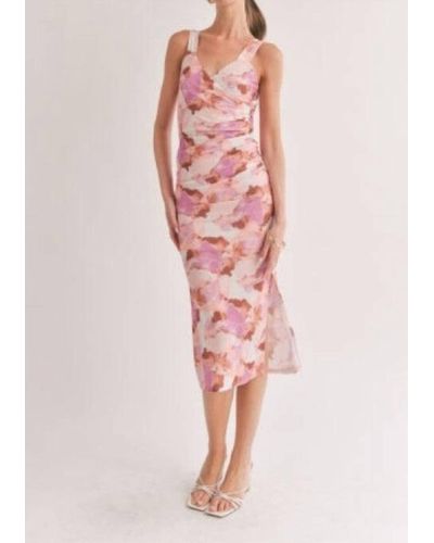 Sage the Label Intangible Ruched Midi Dress - Pink