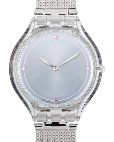 Swatch Skinstones 36.8 Mm Plastic And Stainless Steel Dial Watch Svok105m - Metallic