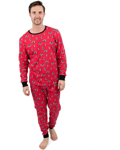 Leveret Two Piece Cotton Pajamas Cow - Red