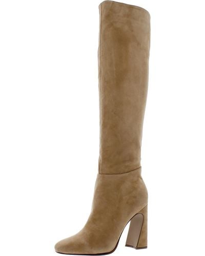 Aqua Carie Square Toe Leather Over-the-knee Boots - Natural