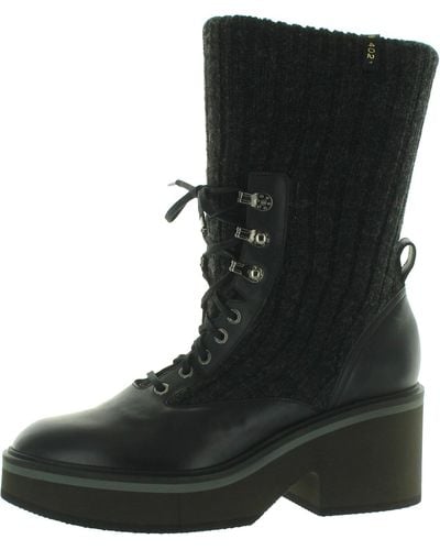 Robert Clergerie Ancel Leather Sock Combat & Lace-up Boots - Black